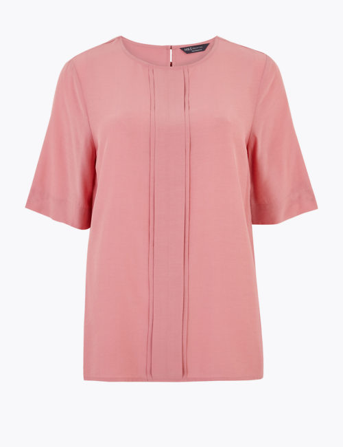 M&S Collection Pleat Front Woven Blouse