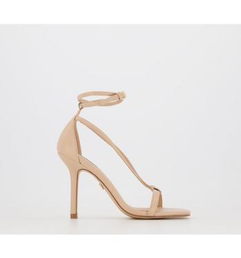 Office Hippie- Ankle Tie Square Toe Sandal NUDE