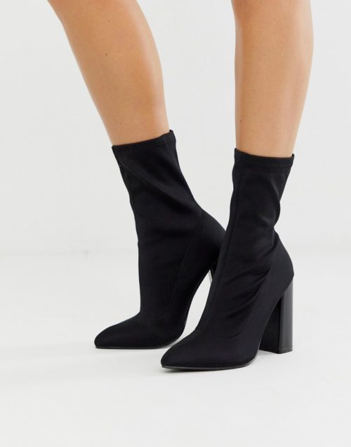 Public Desire Libby high heeled sock boots in black