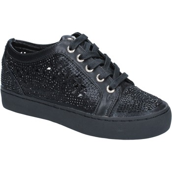 Sara Lopez sneakers leather strass BY248 women's Shoes (High-top Trainers) in Black