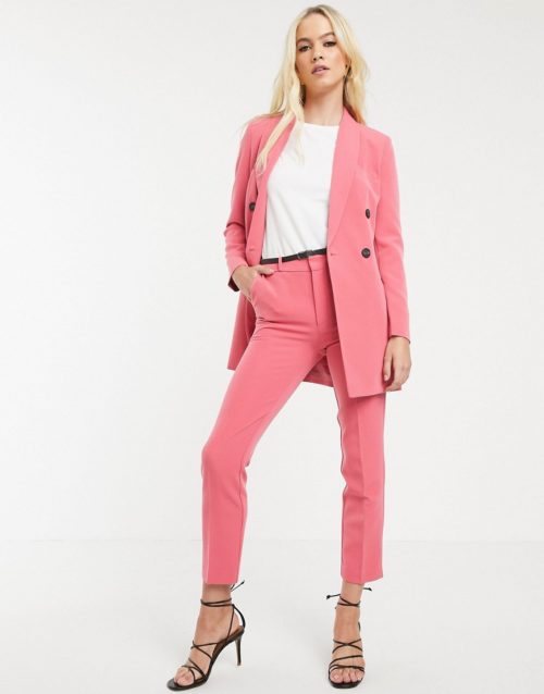 Stradivarius tailored trousers with belt in pink