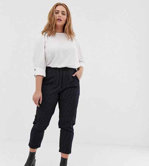 Vero Moda Curve slim tailored trousers-Navy