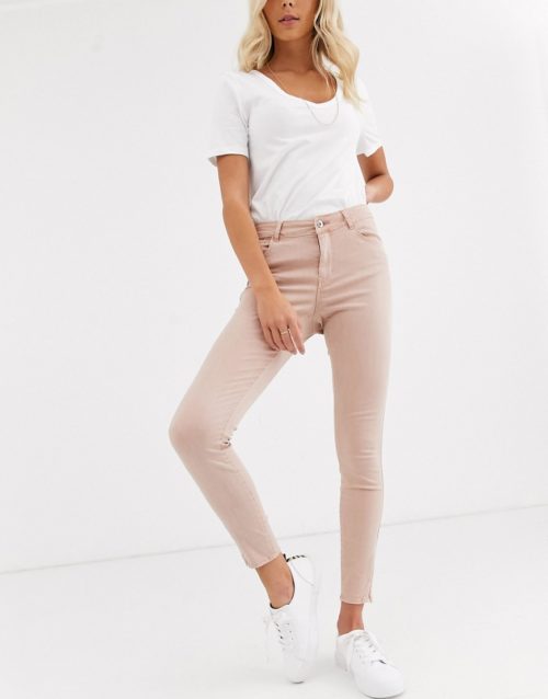 Vero Moda shaping zip ankle jeans-Pink