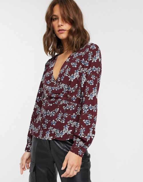 Vila floral wrap blouse-Multi