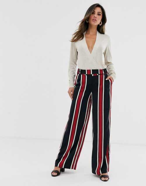 Vila stripe cropped suit trousers-Multi