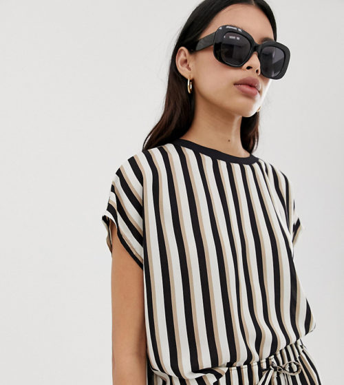 Weekday relaxed fit co-ord t-shirt in mono stripe-Multi