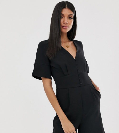 Y.A.S Tall v neck playsuit-Black