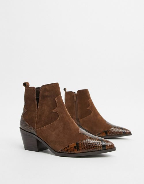 ALDO Mersey leather mix western ankle boot in tan