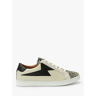 AND/OR Etty Zig Zag Mix Leather Trainers, Beige