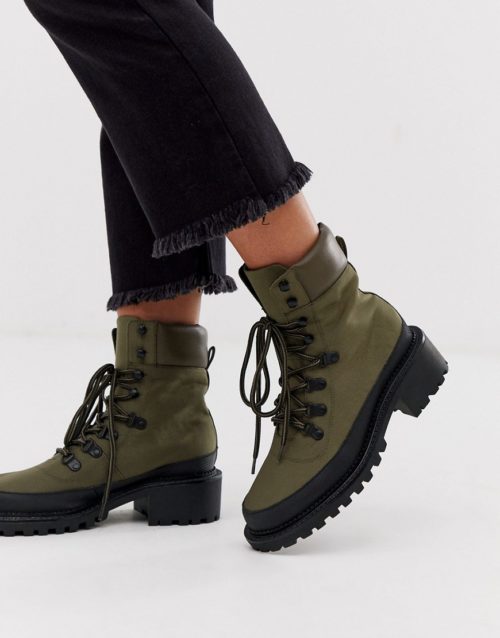 ASOS DESIGN Alix hiker boots in khaki-Green