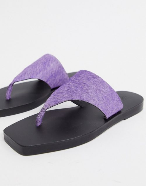 ASOS DESIGN Fae leather flat sandals in purple