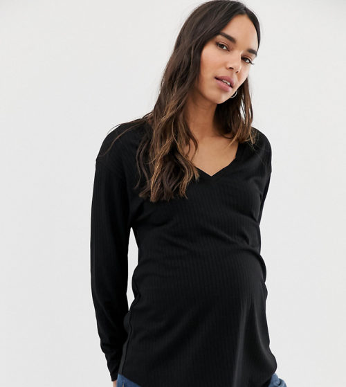 ASOS DESIGN Maternity oversized tunic with v-neck in black