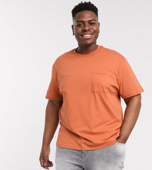 ASOS DESIGN Plus relaxed t-shirt with pocket in orange
