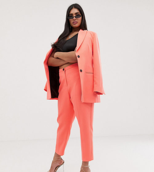 ASOS DESIGN curve fluro pink tapered suit trousers