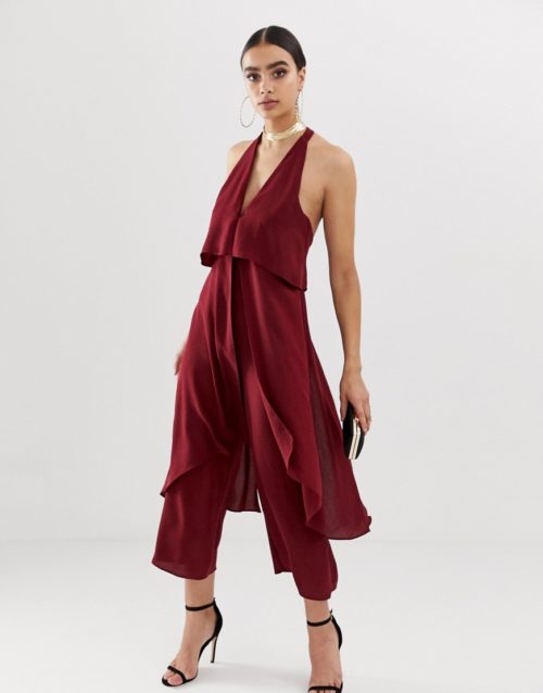 ASOS DESIGN jumpsuit with multi layers-Red
