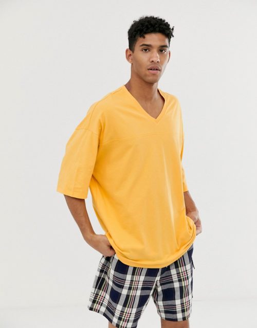ASOS DESIGN oversized hockey t-shirt in yellow