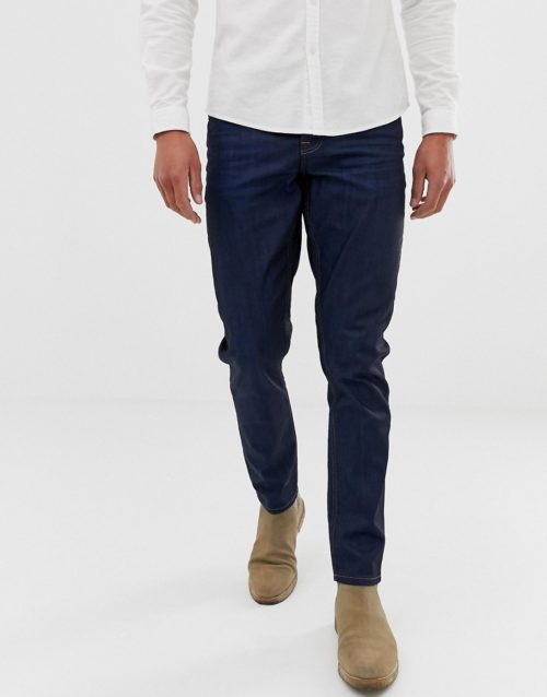 ASOS DESIGN slim jeans in coated greencast-Blue