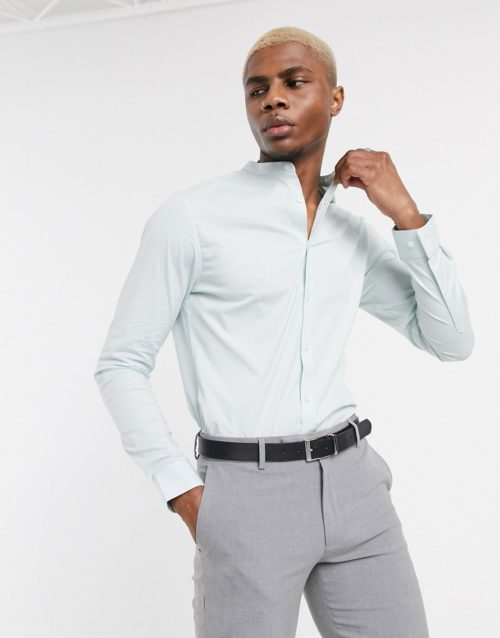 ASOS DESIGN stretch skinny fit smart shirt in light green