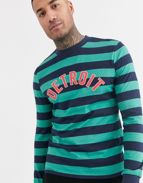 ASOS DESIGN striped long sleeve t-shirt with city print-Multi