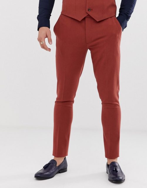 ASOS DESIGN super skinny suit trousers in burnt henna-Red