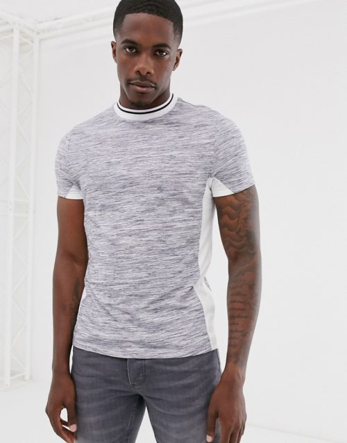 ASOS DESIGN t-shirt in inject fabric with tipping-Navy