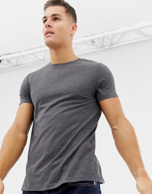 ASOS DESIGN t-shirt with crew neck in charcoal marl-Grey
