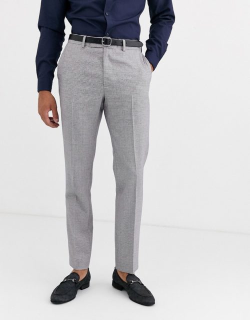 ASOS DESIGN wedding skinny suit trousers in crosshatch in grey