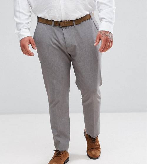 ASOS PLUS Super Skinny Cropped Smart Trousers in Grey