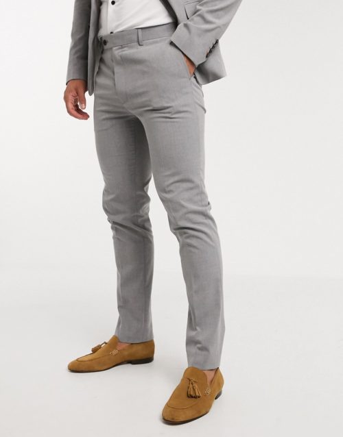 Avail London skinny fit suit trousers in light grey