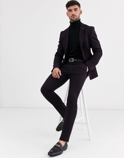 Avail London skinny suit trousers in plum-Purple