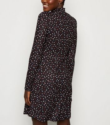 Black Abstract Spot Soft Touch Mini Dress New Look