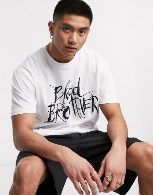 Blood Brother printed logo t-shirt in white