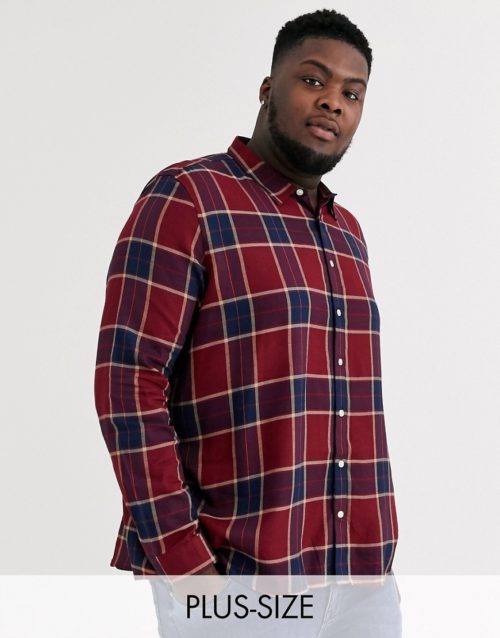 Burton Menswear Big & Tall checked shirt in burgundy-Red