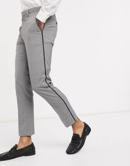 Burton Menswear skinny fit trousers in grey with side stripe