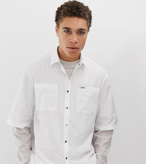 COLLUSION nylon shirt with pockets-White