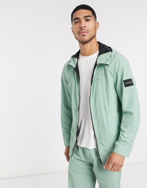 Calvin Klein crinkle nylon jacket in green