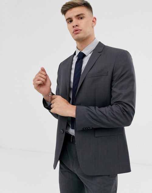 Calvin Klein textured slim fit suit jacket-Grey