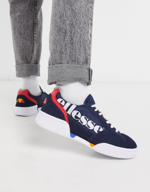 Ellesse piacentino logo trainers in white navy and red