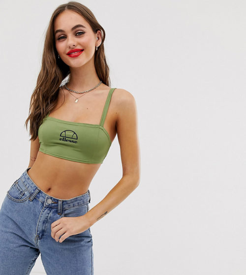 Ellesse recycled ultra crop top with front logo-Green