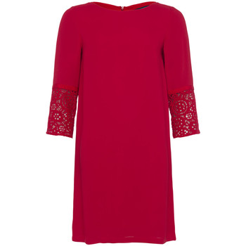 French Connection 3/4 Sleeve Round Neck Dress women's Dress in Red. Sizes available:US 6,US 14