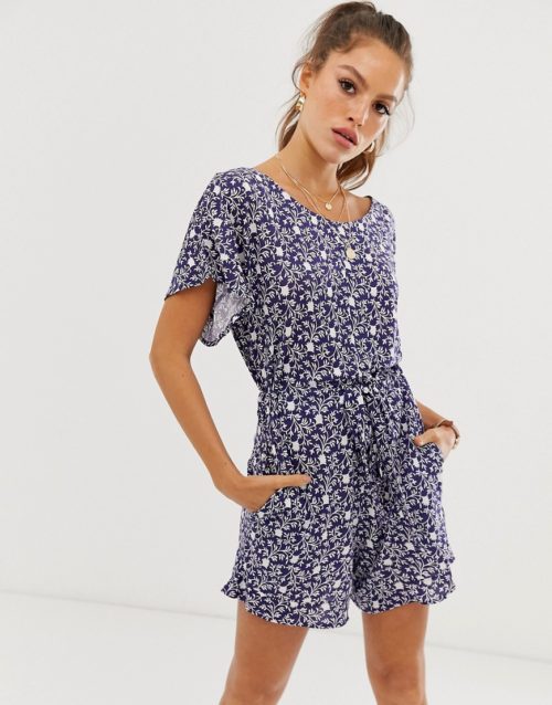 French Connection floral print playsuit-Navy