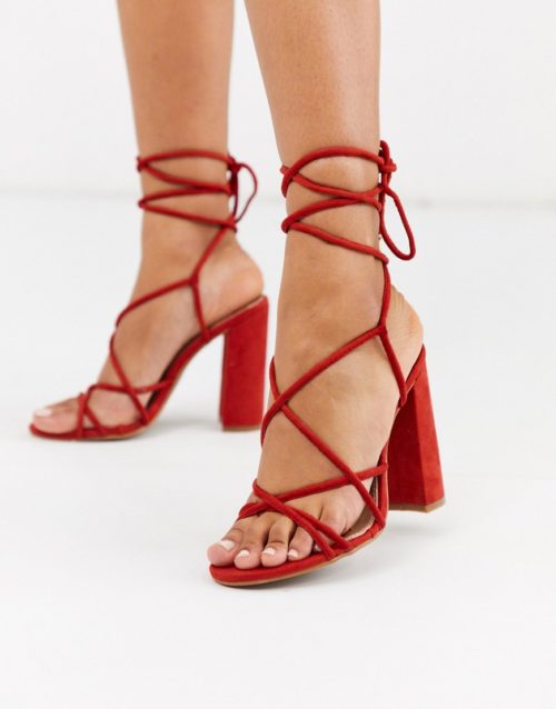 Glamorous strappy heels-Red