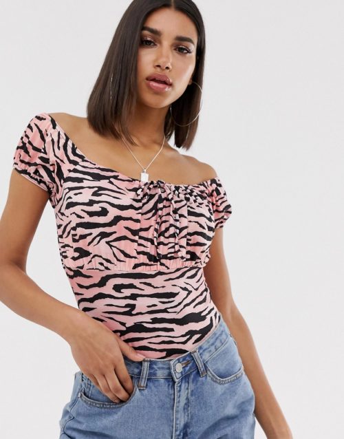 In The Style Tiger Print Style Bodysuit-Multi