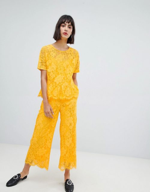 In Wear Sabri Lace Cropped Trousers-Yellow