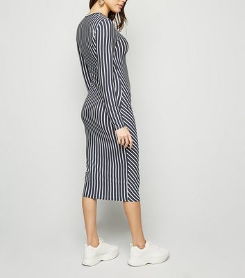 JDY Navy Stripe Twist Midi Dress New Look