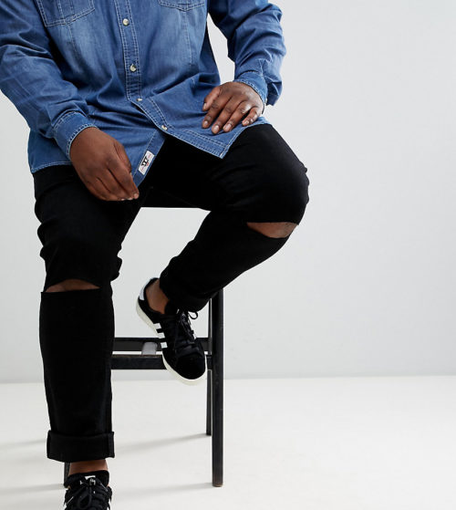 Jacamo Plus skinny jeans with ripped knee-Black