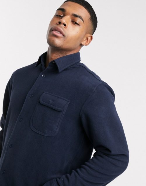Jack & Jones long sleeve fleece shirt-Navy