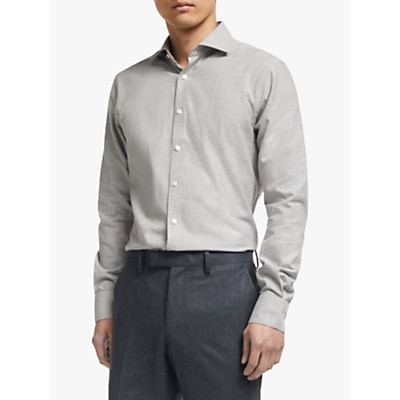 John Lewis Melange Cotton Tailored Shirt, Grey