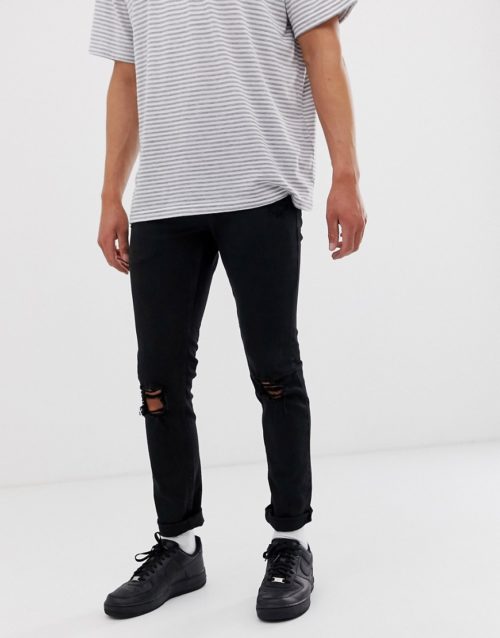 Lindbergh super skinny jeans with distressing in black