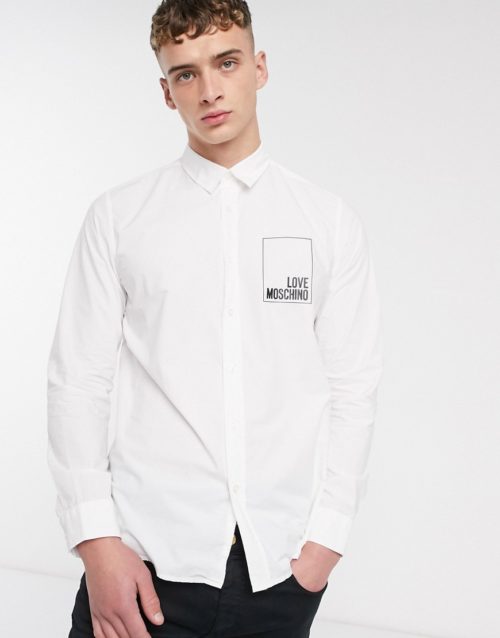 Love Moschino box logo long sleeve shirt-White